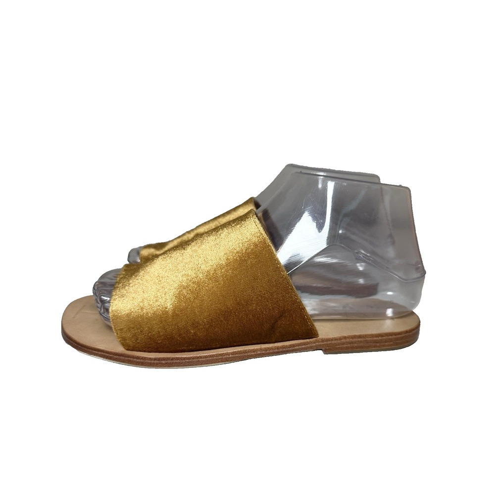 James Smith Off Duty Marigold Velvet Velour Slides Sandals‎ Women's US 6 EU 36
